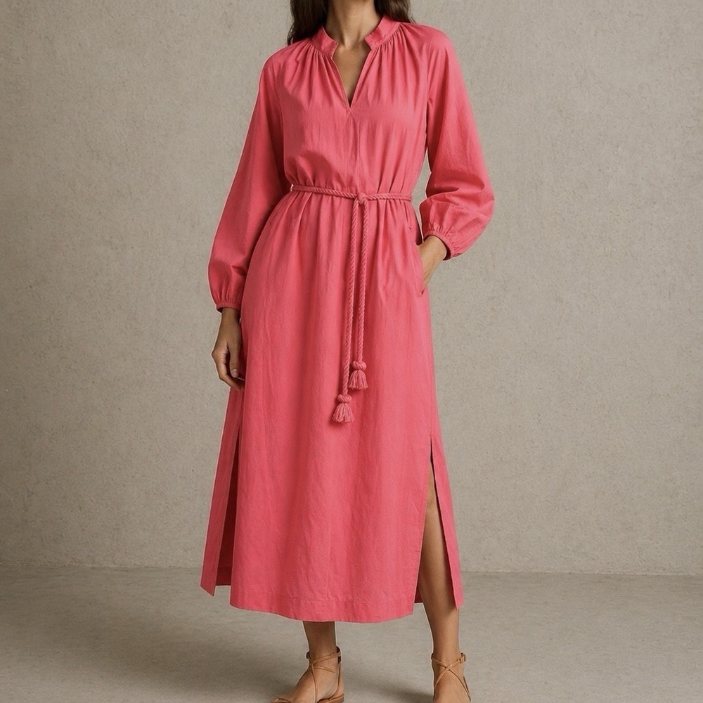 XIRENA Arabella Cotton Poplin Midi Dress Pink Belted Sz S